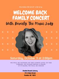 Welcome Back Family Concert with Beverly, The Music Lady