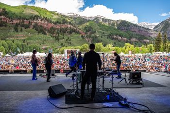 2019 Telluride Bluegrass [L-R Molly Tuttle, Sierra Hull, Steve Poltz, Jewel, Darren Garvey, Anthony Da Costa] - (M.McCormick 2019)
