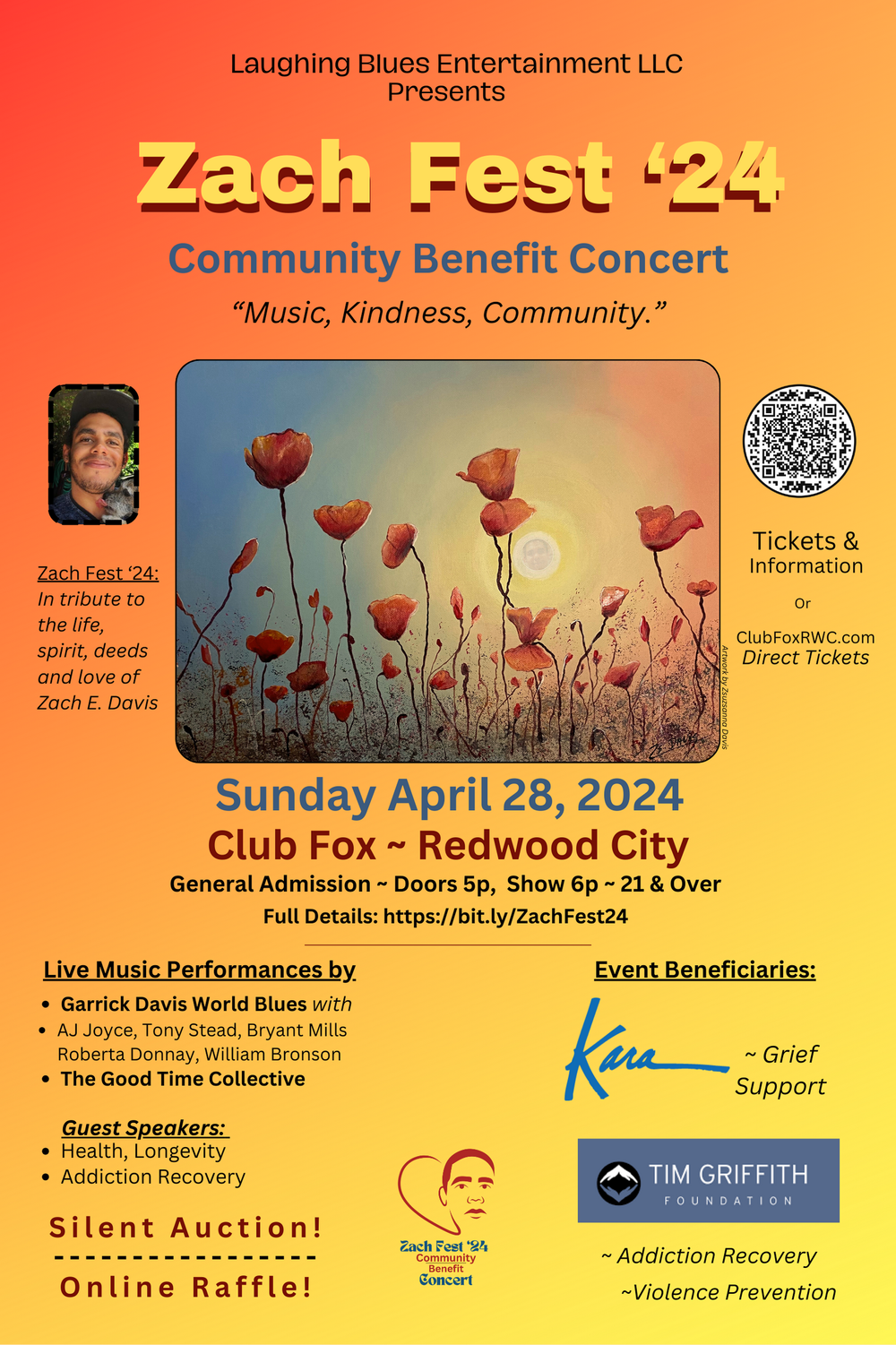 Zach Fest '24 - Music, Kindness, Community Poster Art, Club Fox April 28, 2024