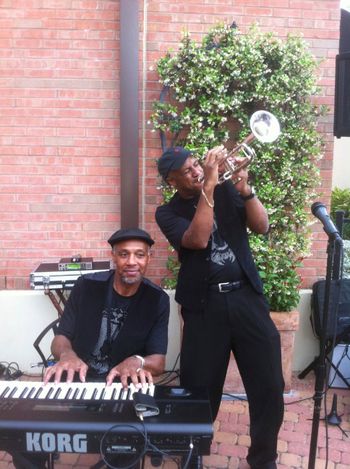Twin Connection Duo performing on Patio at Strata Restaurant and Bar
