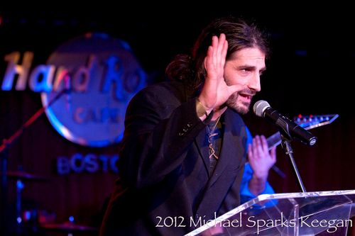 Accepting The Grassroots Award at The New England Music Awards 2013