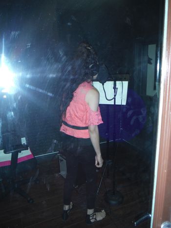 Amy C. Smith at DiCarlo Productions recording vocals for "Choose to Believe" album
