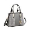 GINGHAM PLAID PANEL SHOULDER BAG - GREY