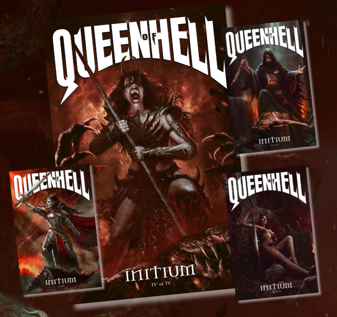 Queen of Hell: Initium #1-4 main covers by Dusan Markovic