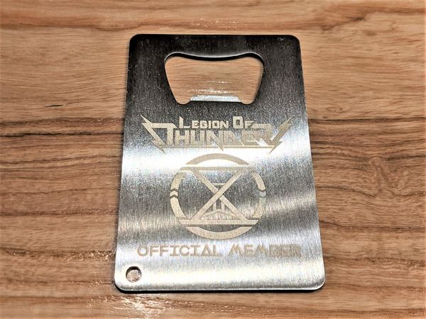 Legion of Thunder Engraved Steel Membership Card/Bottle Opener