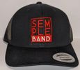 Trucker Hat - "Stacked Letters" Black and Red