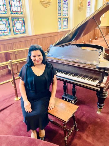 Preparing to perform for my recent Chopin lecture-recital in Springfield
