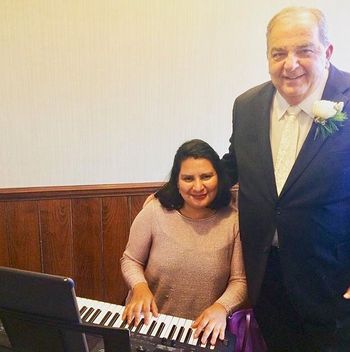 Meeting the groom just before his civil wedding ceremony at a resort in upstate New York.  They loved hearing my own personal arrangement of "Spanish Romance" among preludes.
