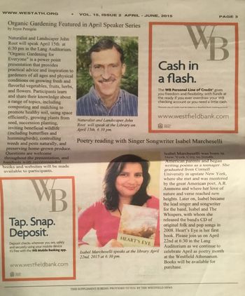 Featured in The Westfield Athenaeum Newsletter
