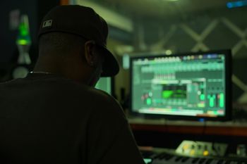 RJ Full Rane working in his studio
