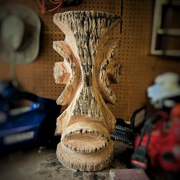 Chainsaw Carved Tiki in Palm Log 2022
