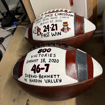 Painted Trophy Footballs | Acrylic on Game Balls | 2023 | SOLD
