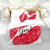 SJMT RED LIPS Qeen Bed Set