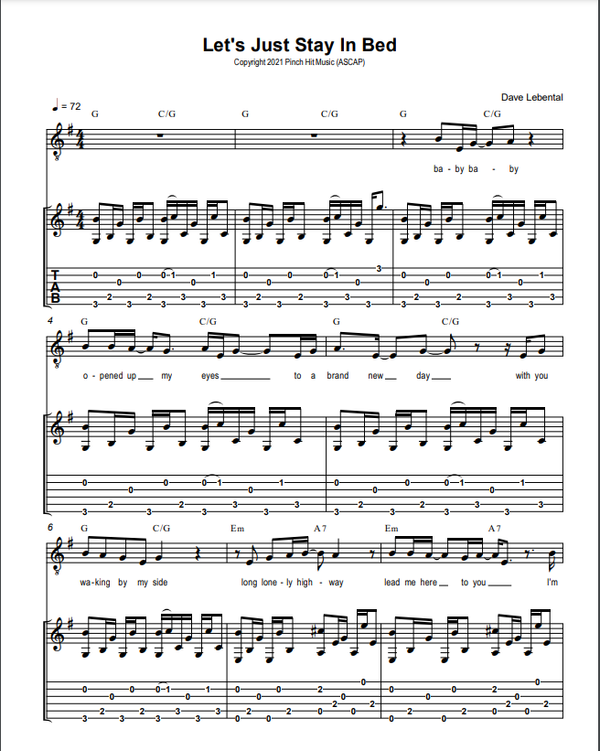 "Let's Just Stay in Bed"- Sheet Music