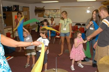 Ms Earleen at the "MusiK Garden" help share music appreciation through music and movement during the summer for children with special needs and their families.
