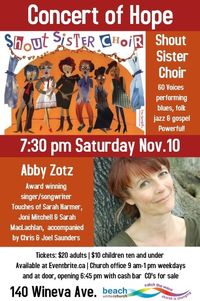 CANCELLED Abby Zotz and Shout Sister Choir Toronto South East in Concert