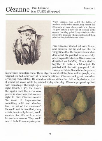 In Lesson 2, children learn that Modern art began with Cezanne. Read the text to your child.
