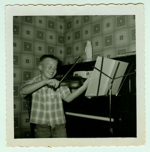 "Philip the budding musician with something to laugh about abt 1960-61" I still have that music stand! 