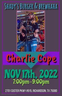 Charlie Cope Live & Acoustic @ Shady's Burgers & Brewhaha