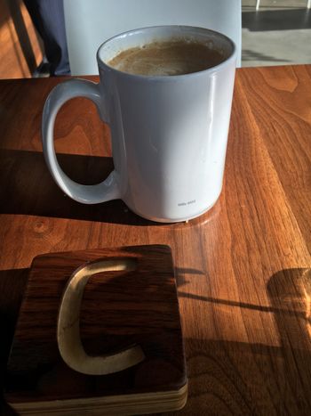 This is a picture of a cup of coffee in Downtown San Diego. The letter C is the first letter of Colin's name.
