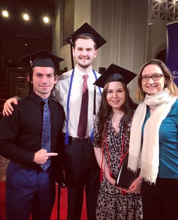 With Kings students after they performed an original song I wrote for the Kings graduation.
