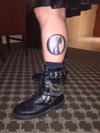 SARGE HAS MY LOGO TATTOOED ON NHIS CALF!
