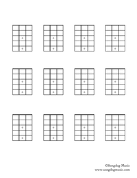 uke chord charts - open position with nut and dots