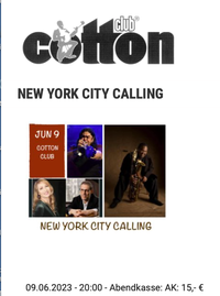 Cotton Club presents New York Calling with special guest Angela Verbrugge