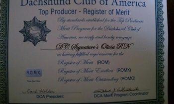 Olivia's R.O.M.X certificate

