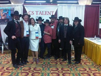 
Here's the whole gang at the trade show booth with our friend Cindy Ward who was representing us...it's a  dang party!


