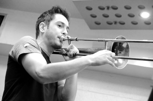 Tom Dunnett playing the trombone