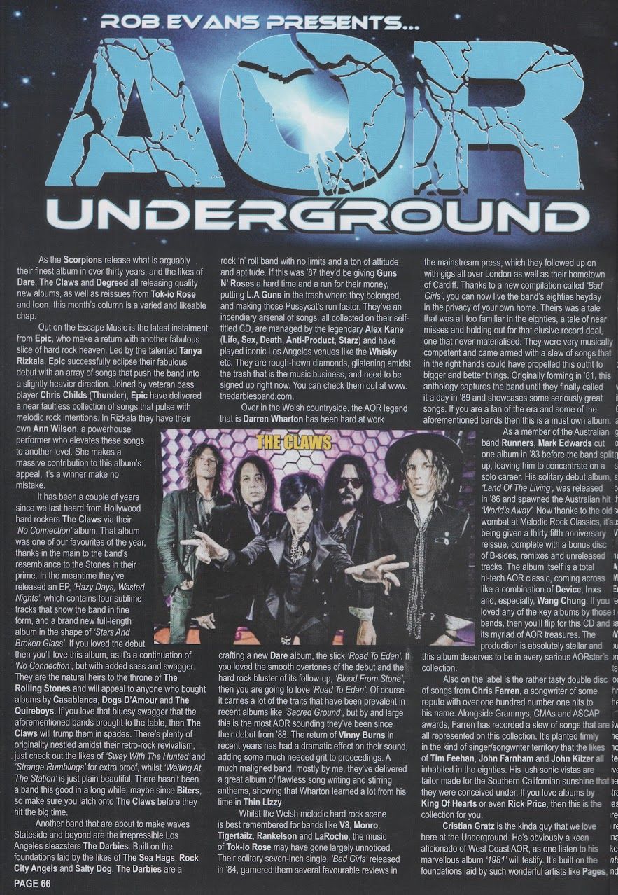 A cool blurb from the u.k. - aor underground / powerplay magazine!