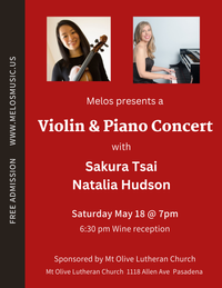 Melos Chamber Music Concert: Violin and Piano