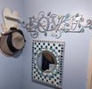Large Teal and Silver Portrait Wall Mirror