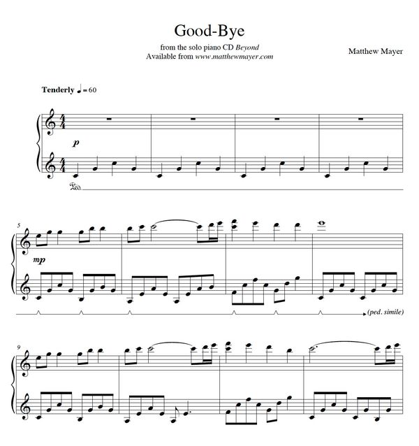 Good Bye - Sheet Music (Beyond Album)