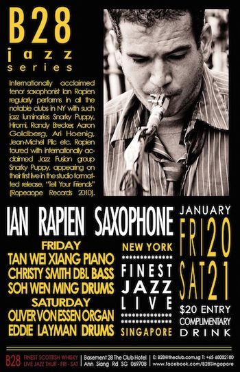 promotional banner for Ian Rapien at B28, Singapore Jan 2017
