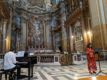 Performing "Ave Verum Corpus" my W. A. Mozart with soprano Laura Di Marzo at the Basilica dei SS. XII Apostoli, Rome, June 14 2024.
