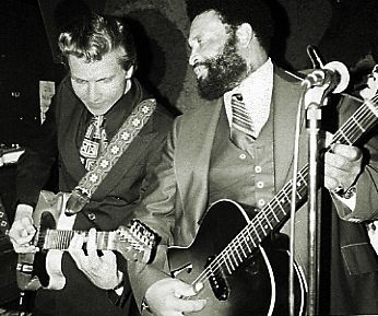 One of my most cherished photos: on stage with my hero, Lowell Fulson (1984)
