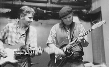 Jamming with my friend Norwegian guitar god Knut Reiersrud (1986)
