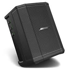 Bose S1 Pro is a small battery or AC powered great sounding speaker. We use it in pairs for our small systems and wedding ceremonies. Don't let it's small size fool you, this speaker has some punch combined with premium sound that will impress you and your guests. We will supplement this with two small 12" subwoofers to fill out the sound. as needed