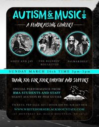 Autism and Music Fundraising Concert with The Blushin' Roulettes Trio, Aditi and Jay, and Palmardelu