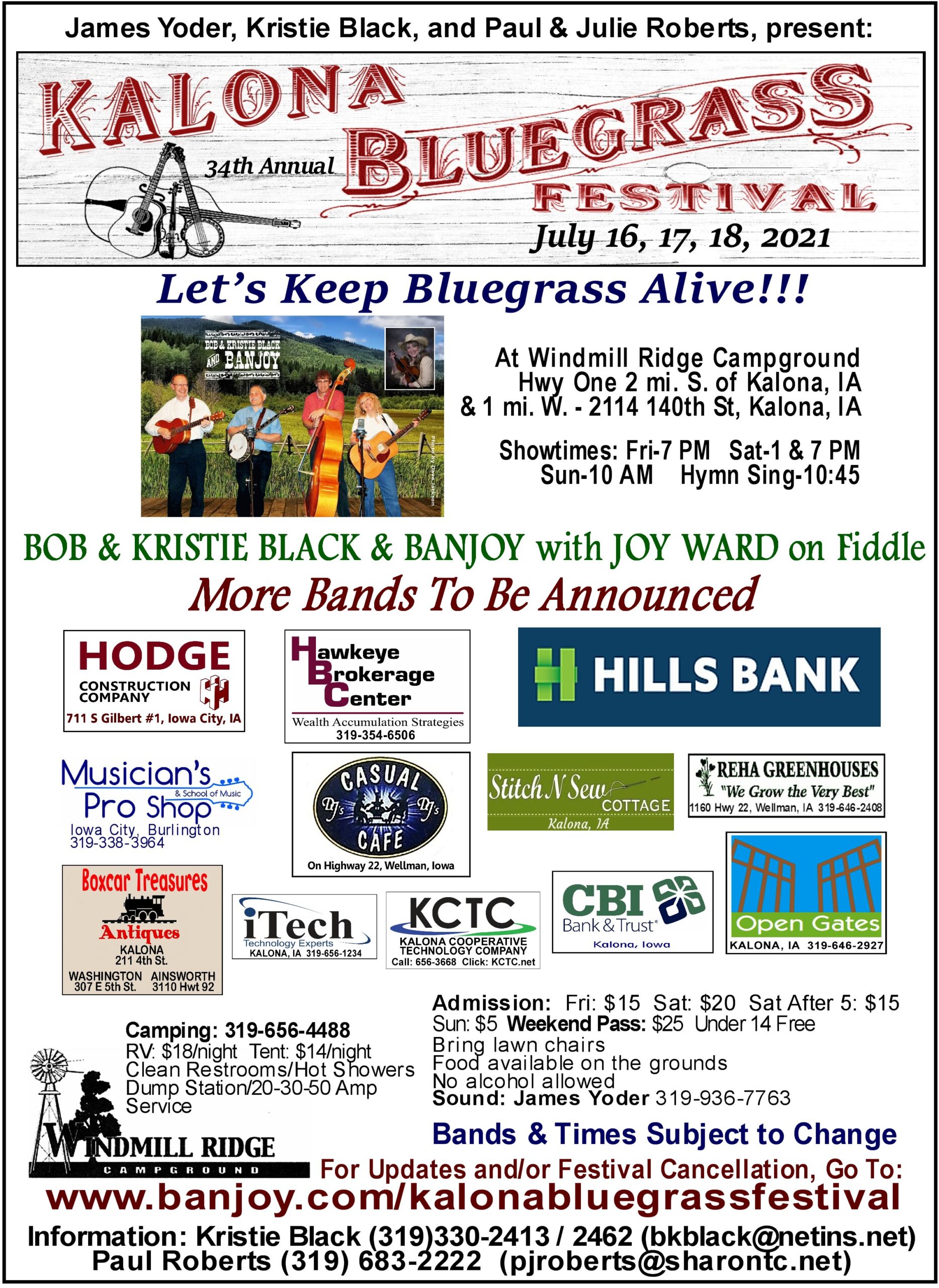 Kalona Bluegrass Festival Windmill Ridge Campground Jul 17 2021