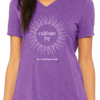 Cultivate Joy women's V-neck t-shirt - Purple 