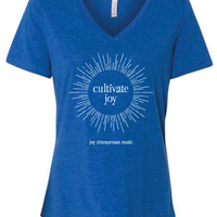Cultivate Joy women's V-neck t-shirt - blue *Fan favorite*