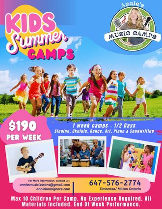 poster for Annie's Summer Music Camps