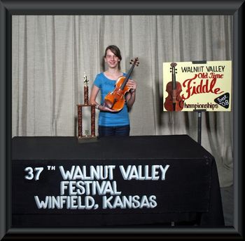 Marina places top 2 and wins a trophy and fiddle at the 2008 Walnut Valley Bluegrass Festival National Fiddle Championship.
