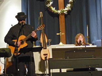 Gary Feist and Marilyn at Leonard Cohen tribute.
