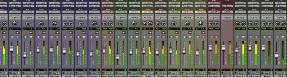 Pro tools mixer window