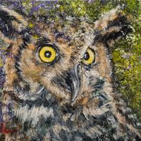 Unique Owl Nature Art, Acrylic Owl Painting 5x7 Canvas, Majestic Bird Lover Gift