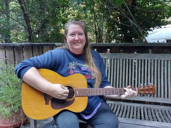 2018 Playing Kate Wolf's 1950 00018 Martin guitar on her deck!
